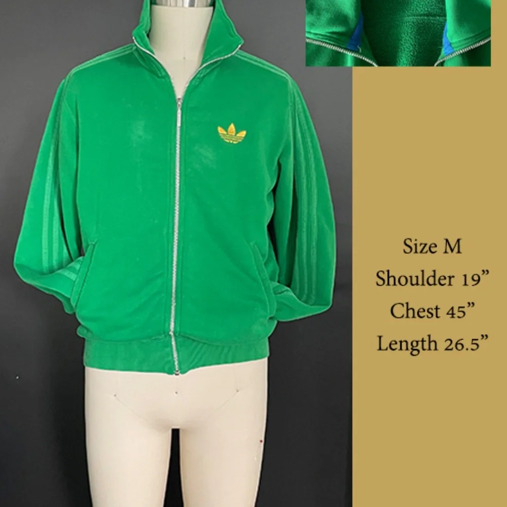 Adidas Vintage Green Cotton Blend Men's‎ Sweatshirt with Original Logo, Medium